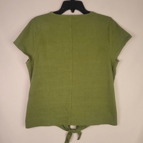 J. CREW Vneck, button, knot tie, short sleeve, womens size large - Picture 8 of 11